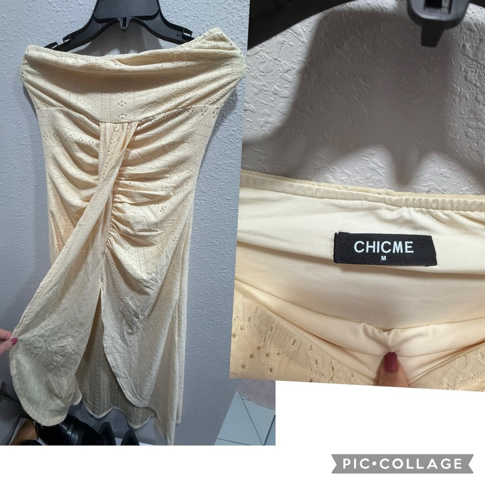 ChicMe Beige Ruched Dress